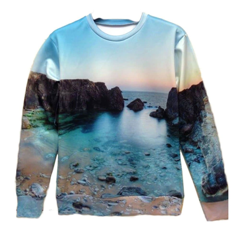 Takra Gold Sweater The Sea Beautiful Scenery Hoodies Pullovers 3D Sweatshirts (M)