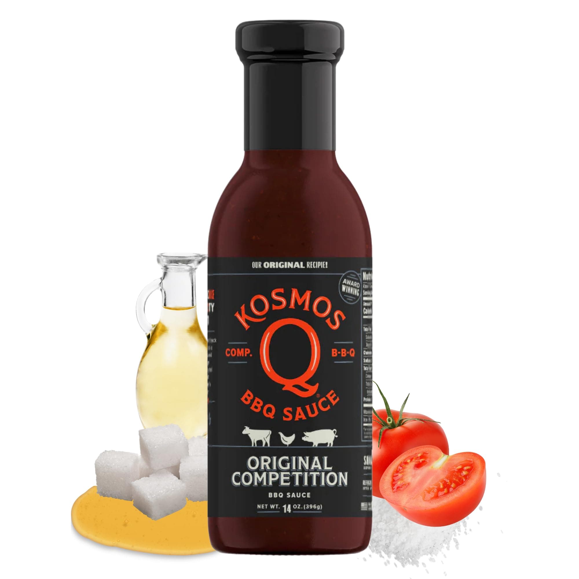 Kosmos Q Original Competition BBQ Sauce, Sweet and Smoky Barbecue Sauce for Ribs, Pulled Pork, Brisket, Chicken & More, Award-Winning Competition Recipe with Brown Sugar, Ketchup & Worcestershire, 15.5 Oz Bottle