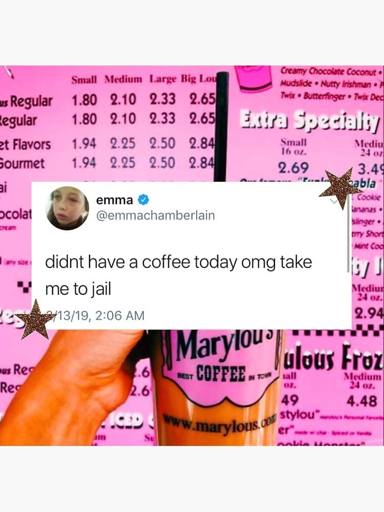 Emma Chamberlain Coffee Sticker - Sticker Graphic - Auto Wall Laptop Cell Phone Bumper Sticker - 5" Sticker