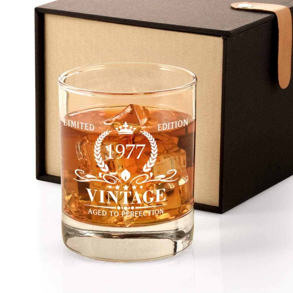 Triwol 1977 48th Birthday Gifts for Men, Vintage Whiskey Glass 48 Birthday Gifts for Dad, Son, Husband, Brother, Funny 48th Birthday Gift Present Ideas for Him, 48 Year Old Bday Party Decoration
