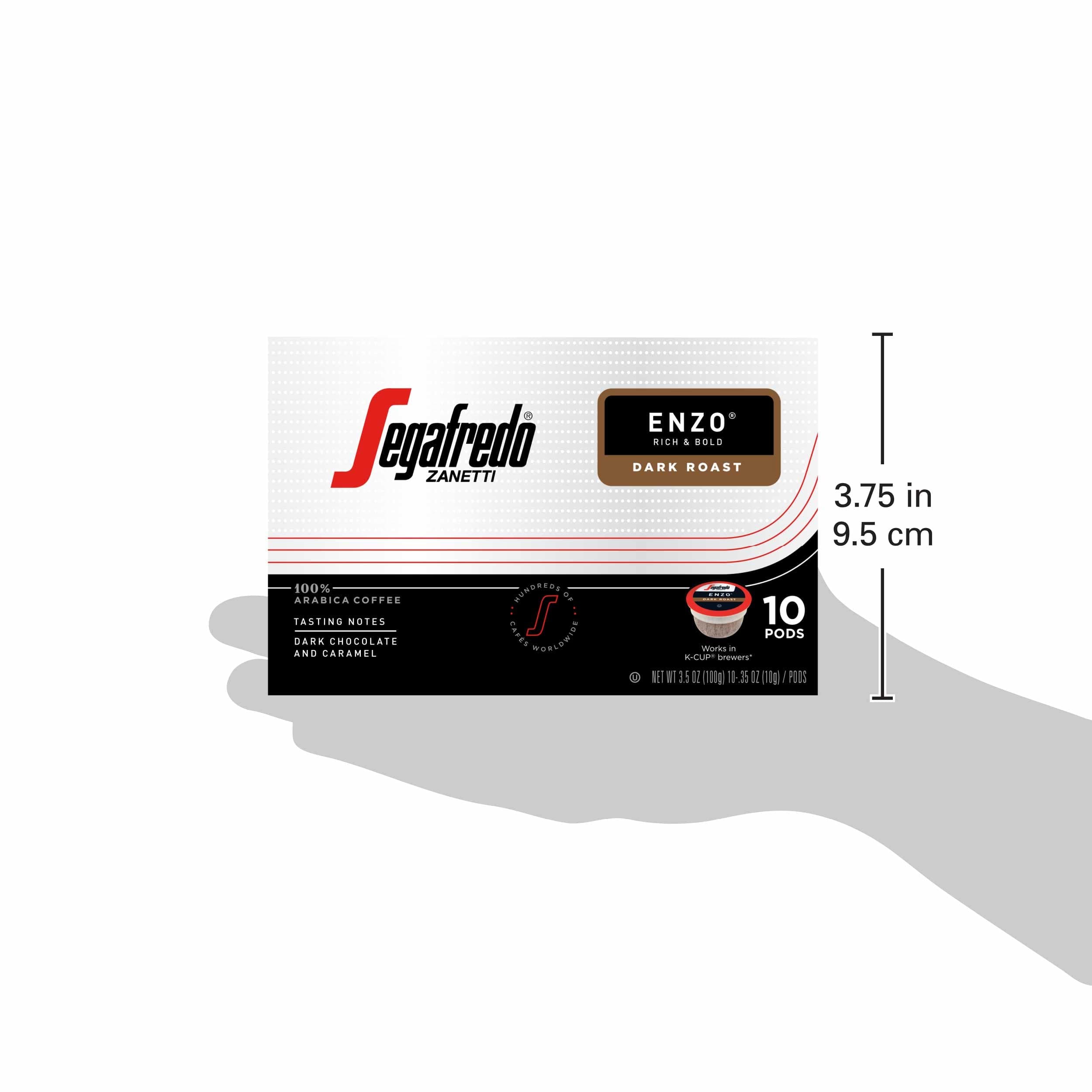 Segafredo Zanetti Single Serve Coffee Pods, Enzo Dark Roast, Easy to Brew, Arabica Beans, Works with All K-Cup Brewers, 10 Count, Pack of 1