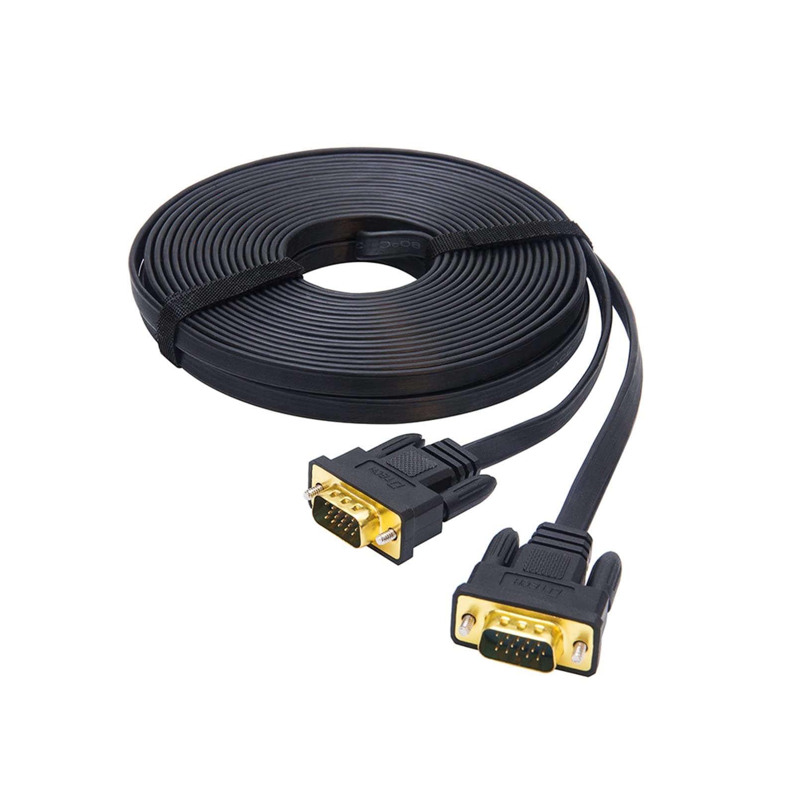 5M Ultra Thin Flat Type Computer Monitor VGA Cable Standard 15 Pin Male to Male Connector SVGA Wire 16 Feet - Black