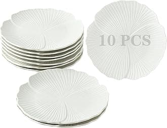 8 Inch Porcelain Small Dinner Plate Set of 10, White Appetizer Plates, Modern...