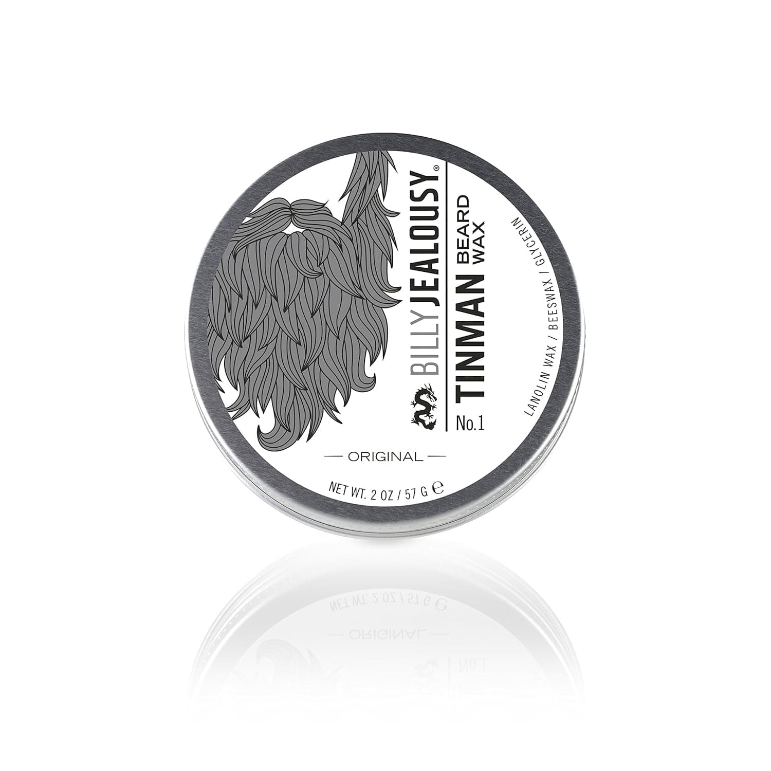 Tinman Beard Wax with Light Hold & Matte Finish, Nourishing Beard Care Product Formulated with Natural Beeswax & Glycerin for Soft, Tamed Facial Hair, 2 Oz