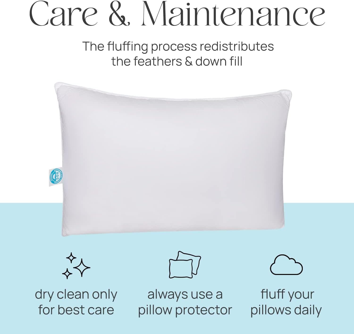 Cozy Dream Goose Feather and Down Pillows - RDS Certified, 100% Cotton Cover, Hotel Collection, Bed Sleeping, Medium Support, Queen 2 Pack