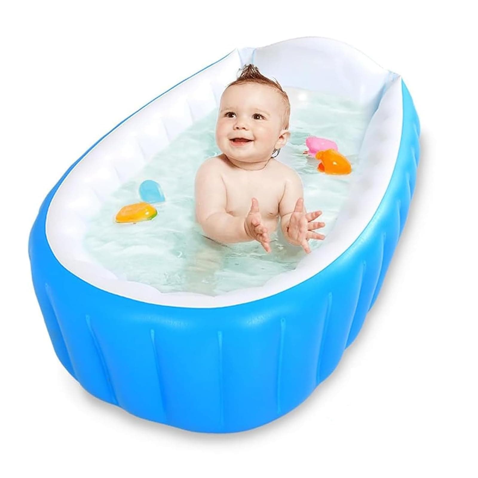 OYDAS Baby Inflatable Bathtub, Portable Infant Toddler Bathing Tub Non Slip Travel Bathtub Mini Air Swimming Pool Kids Thick Foldable Shower Basin,Blue