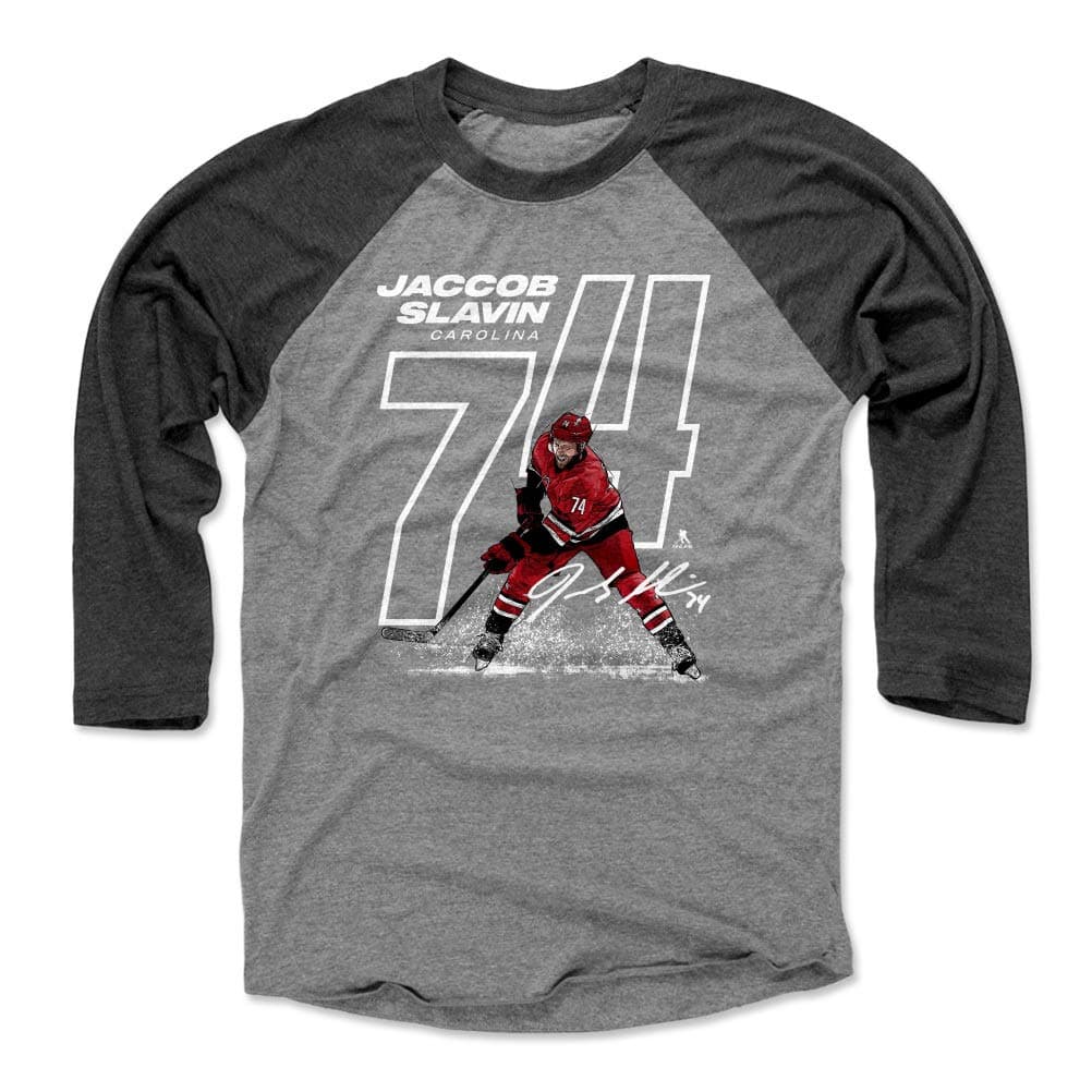 500 LEVEL Jaccob Slavin Shirt - Carolina Hockey Raglan Tee - Jaccob Slavin Offset