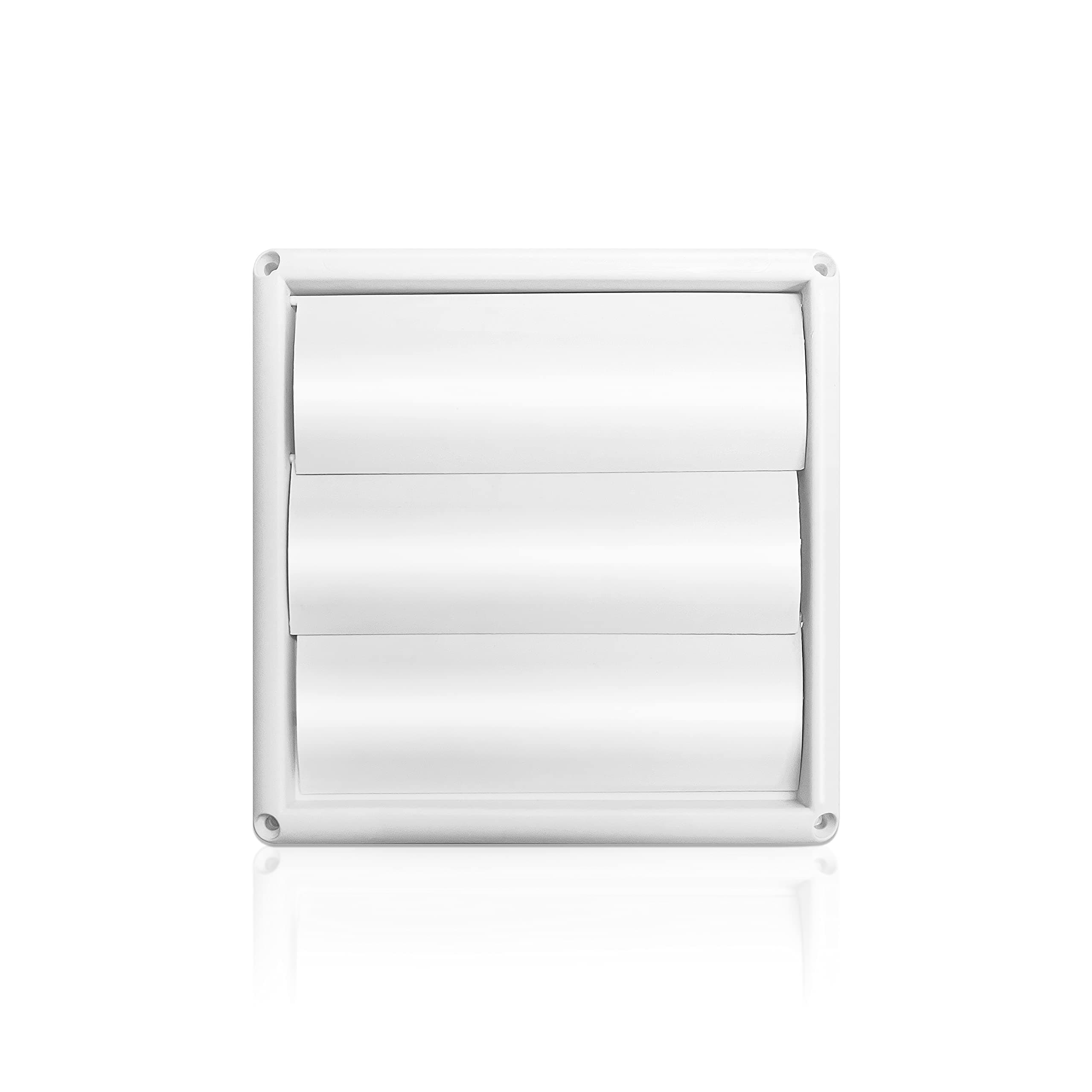 Vent Louvered Outdoor Dryer Vent Cover for Exterior Wall Vent Hood Outlet Airflow Vent, 8 Inch duct Hood for Exhaust Ventilation, cap cover plate size is 10inch x 10inch,White