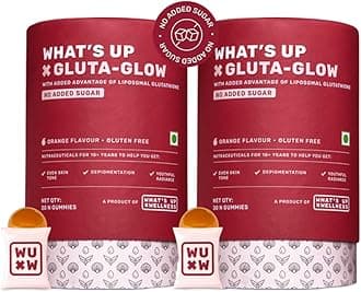 What's Up WellnessGluta-Glow Gummies | Liposomal Glutathione with Vitamion C for Radiant Skin Tone | Depigmentation | Detoxification | 60 Days | Men & Women | No Added Sugar
