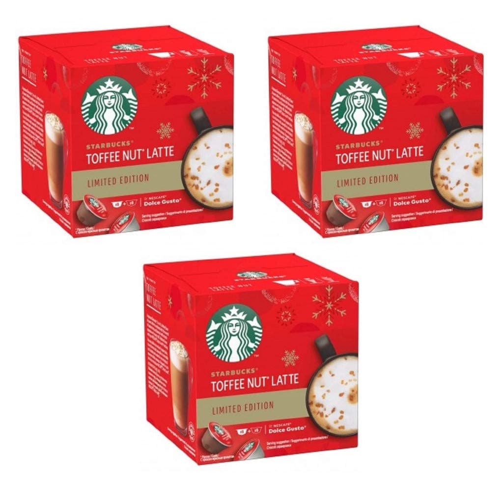 Starbucks Toffee Nut Latte by Nescafe Dolce Gusto Coffee Pods, Limited Edition (Pack Of 3 Boxes)