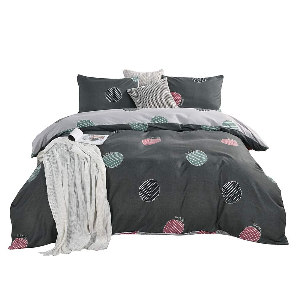 MOVE OVER Polka Dot Bedding Dark Gray Dvet Cover Set Dark Gray/Light Grey Dots Printed Reversible Design Microfiber Bedding Sets King 1 Duvet Cover 2 Pillowcases (King,Dark Grey)