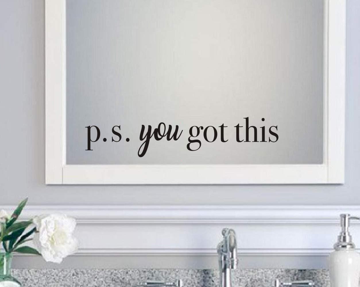 IARTTOP You Got This Wall Decal,Inspirational Quote Positive Attitude Wall Sticker for Bathroom Mirror Bedroom Decor, Motivational Family Lettering Stickers Decoration, Mirror Decals Bathroom,Black
