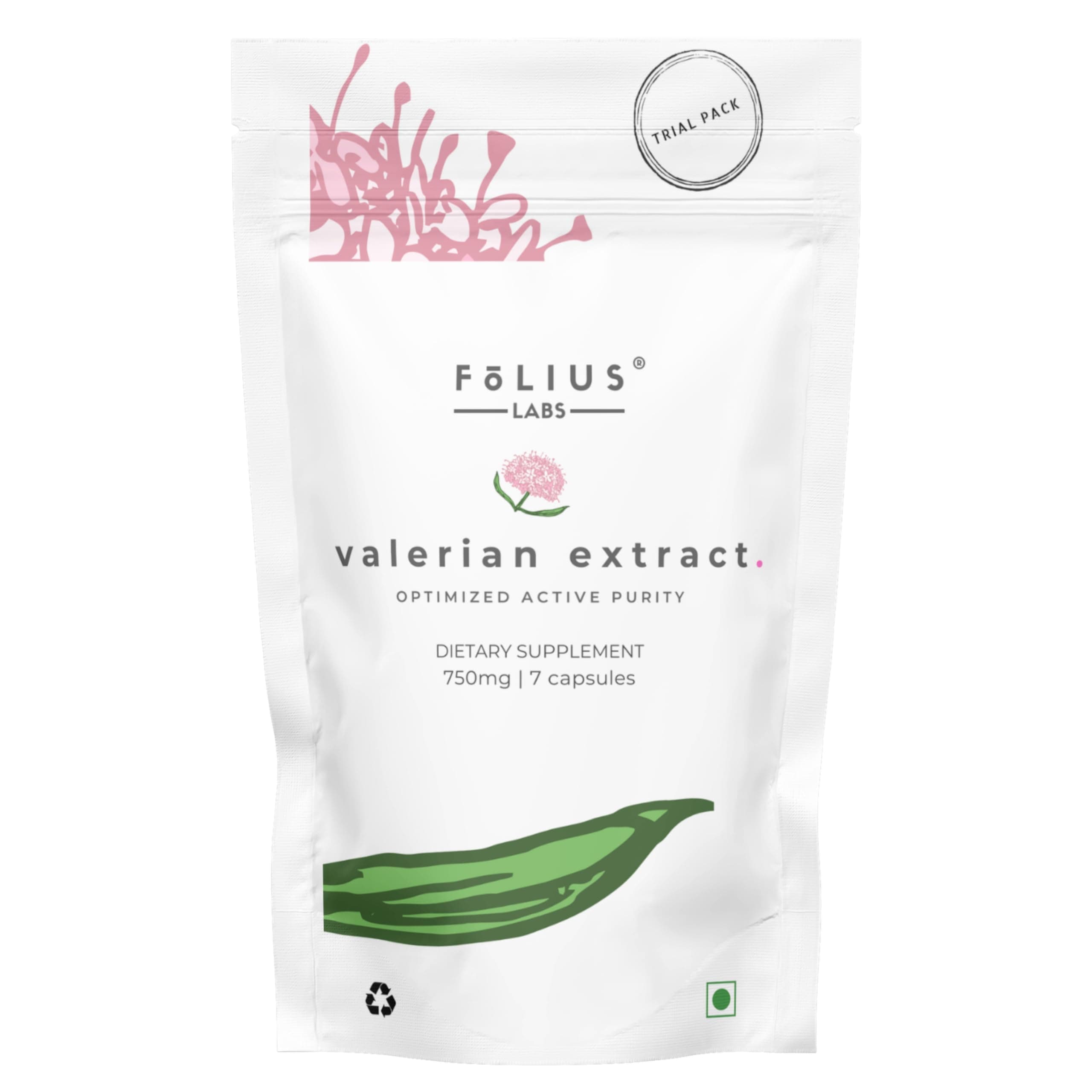 Valerian Root 4:1 Extract Capsules 750mg – Optimized Active Purity – 4x Concentration Valerian Root Extract Supplement - Gluten Free, Non-GMO – Promotes relaxation (Trial Pack)