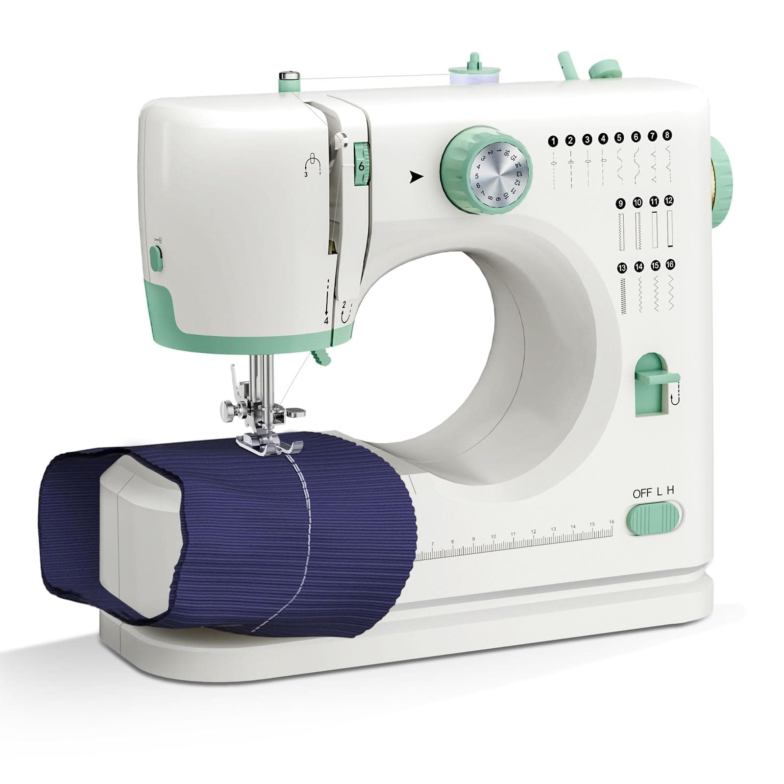 Angju Portable Sewing Machine, Mini Electric Stitching Machine for Beginners, Double Needle 2 Speed 2 Thread Swing Machine With 16 Stitches, Reverse Stitch,Sewing Kit with Foot Pedal for Household