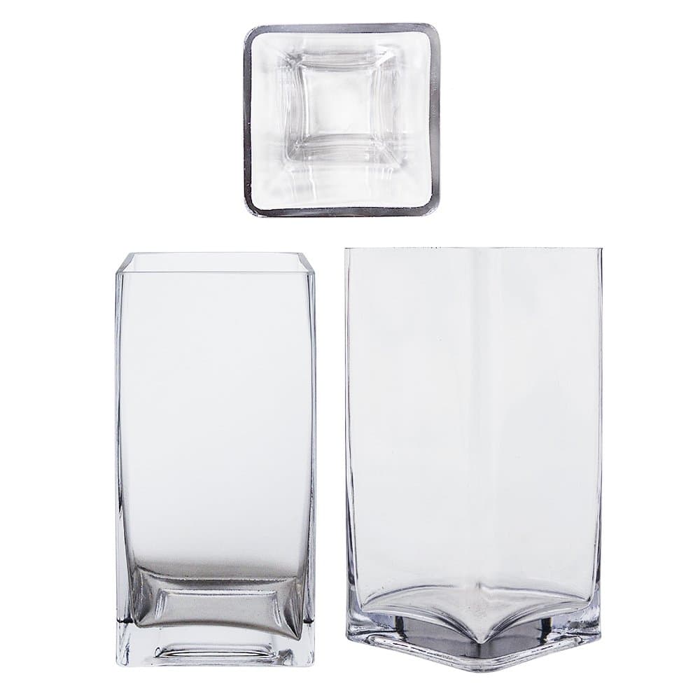 Mega Vases Square Cube 4 Inch x 8 Inch, Decorative Clear Glass Vase with Sturdy Base, Wedding Centerpieces, Flower Bouquets, Home Decor, Celebrations, Parties, Event Planning, Arts & Crafts