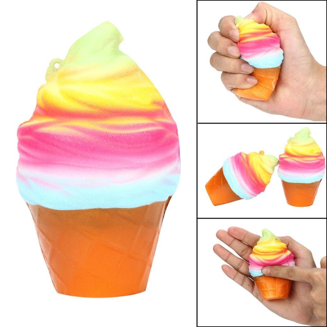 Echou Squishy Ice Cream 6 inch Squeeze Toy New Jumbo Squishy Ice Cream Cone Slow Rising Cake Scented