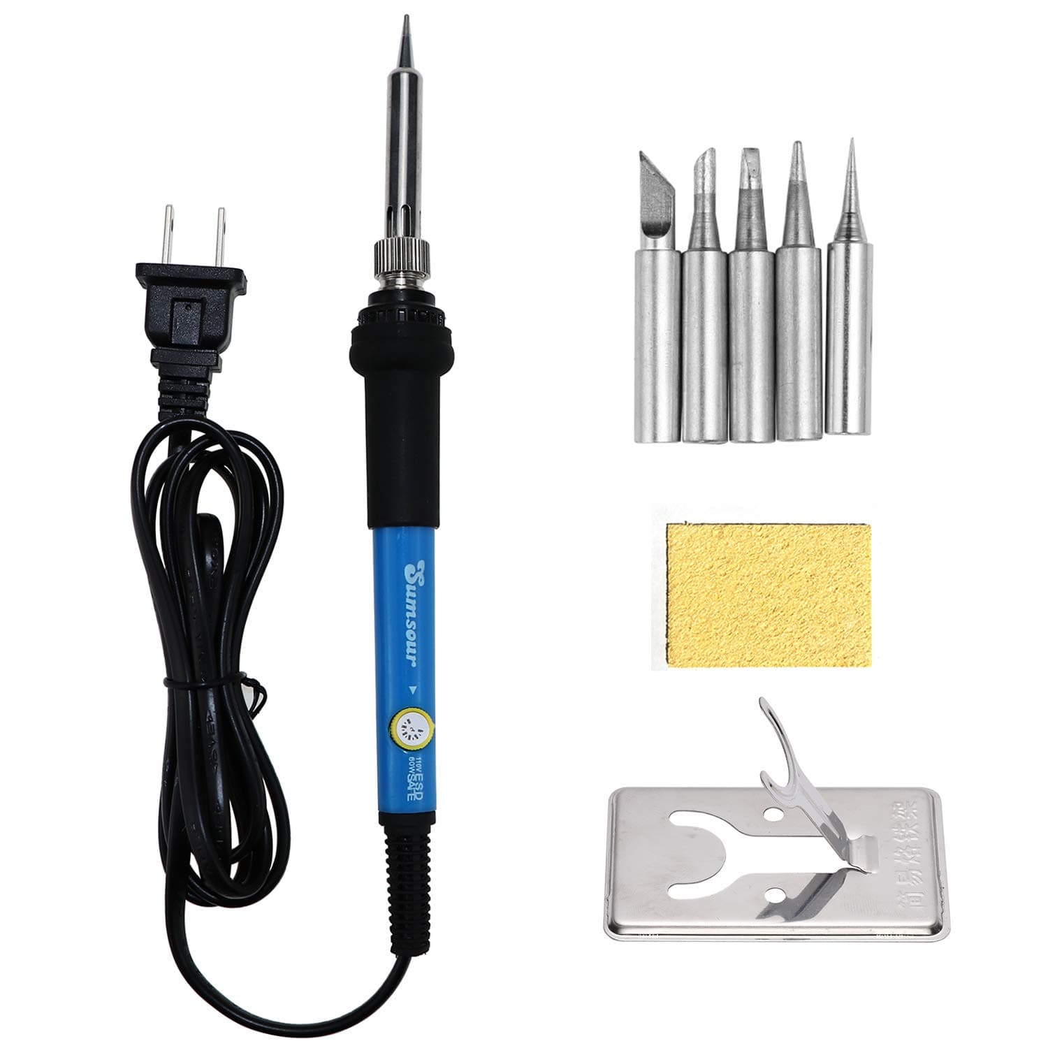 110V 60W Adjustable Temperature Electric Soldering Iron Welding Rework Repair Tool With 5pcs Solder Tip US Plug