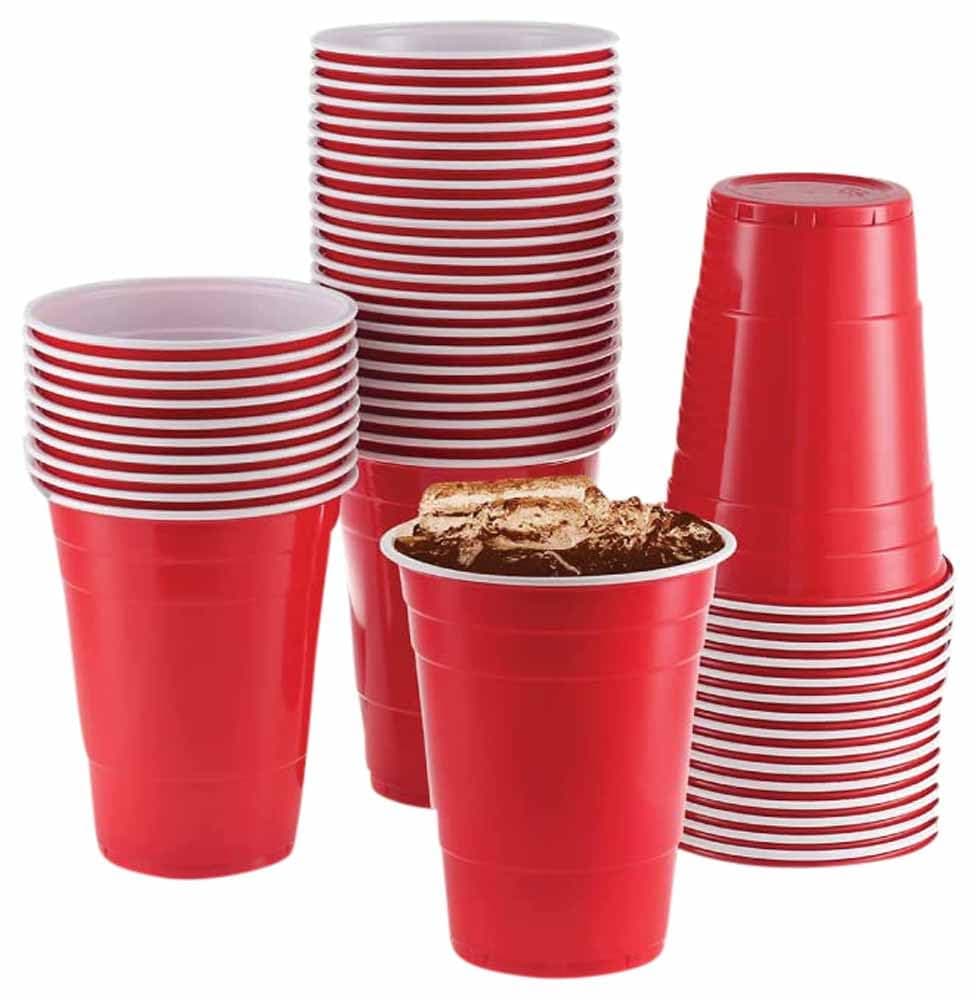SNH Packing Red Plastic Juice Cups 16 Ounce, Red Heavy Duty Cups, Ideal for Weddings, parties, Birthdays, Dinners, Lunch 150 Pieces., White