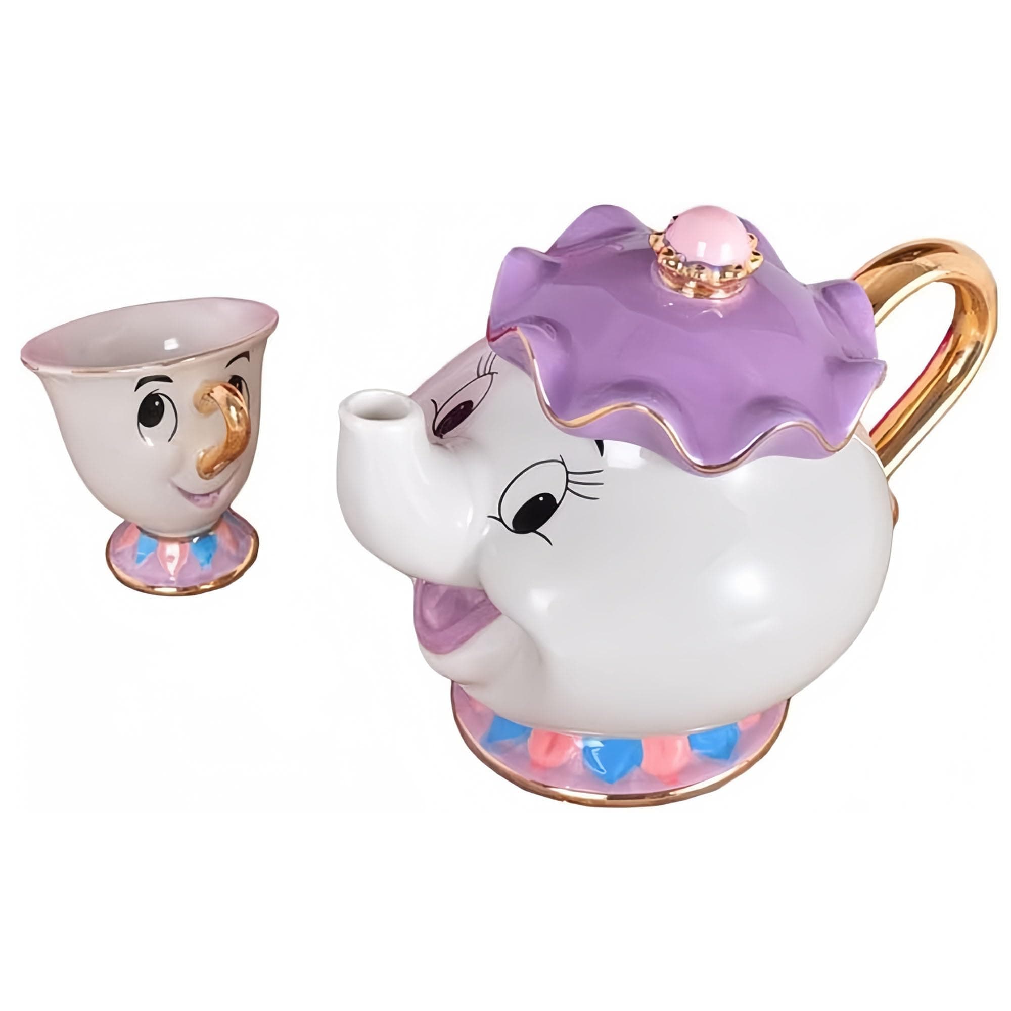 The Beauty and The Beast Teapot Ceramic Mug Set Mrs. Potts Teapot & Tea Glasses Set (Pot & Cup)