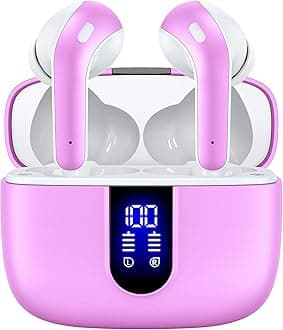 Bluetooth Headphones True Wireless Earbuds 60H Playback LED Power Display Earphones with Wireless Charging Case IPX5 Waterproof in-Ear Ear buds with Mic for TV Smart Phone Laptop Computer Sports