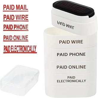 Office Paid Stamps Set - Paid Mail/Phone/Wire/Online/ELEC Pre-Inked Stamp, Accounts Payable Stamp - Rubber Red Ink Stamps for Retail, Self Inking Refillable Business Supplies Stampers
