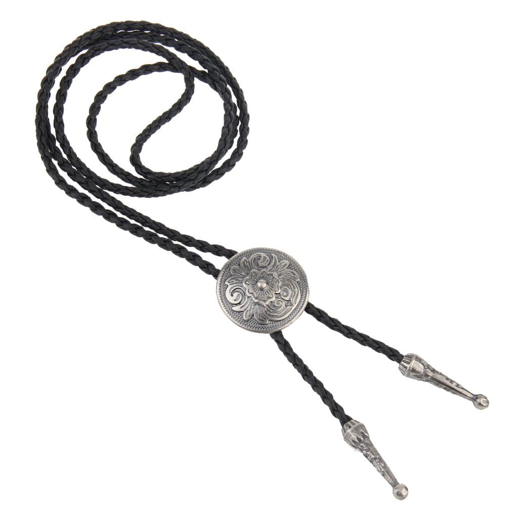 Western Black Bolo Tie for Men and Women,Native American Leather Bolo Tie String
