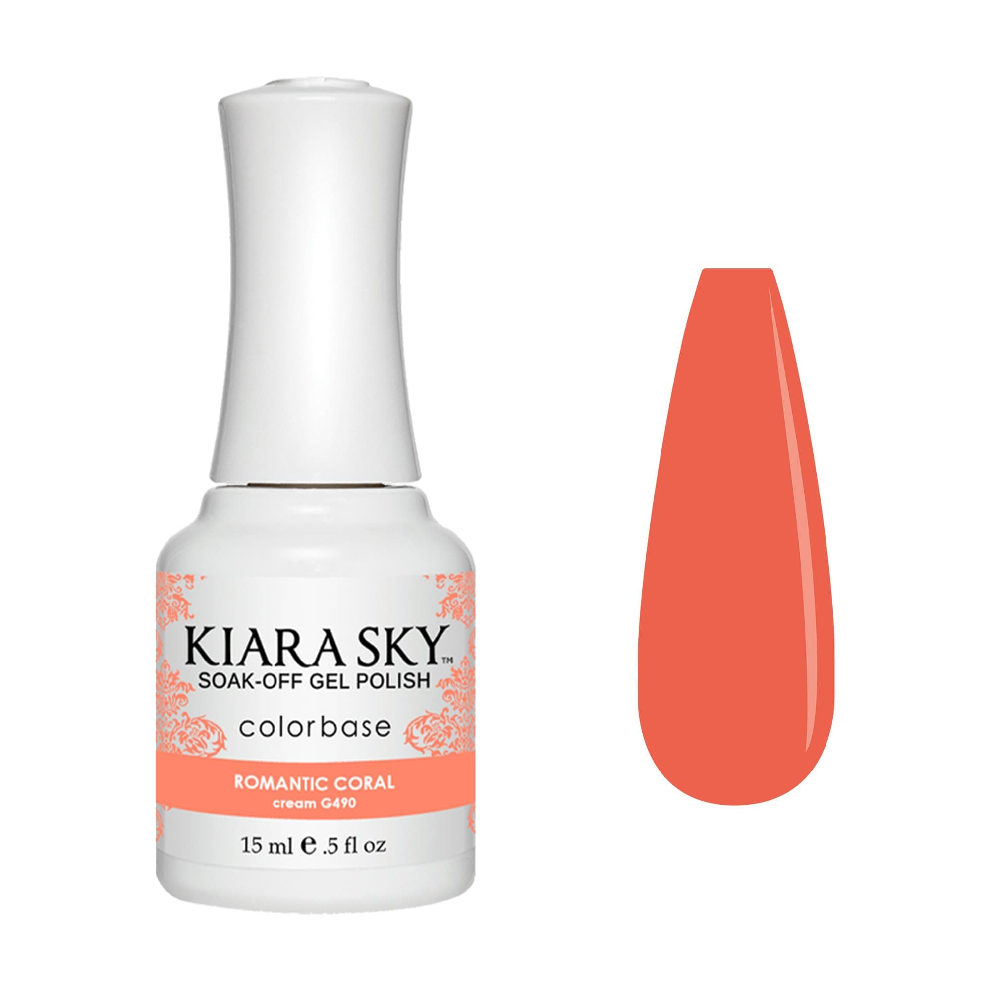 Kiara Sky Soak Off Gel Nail Polish 0.5 fl oz, ROMANTIC CORAL (G490)
