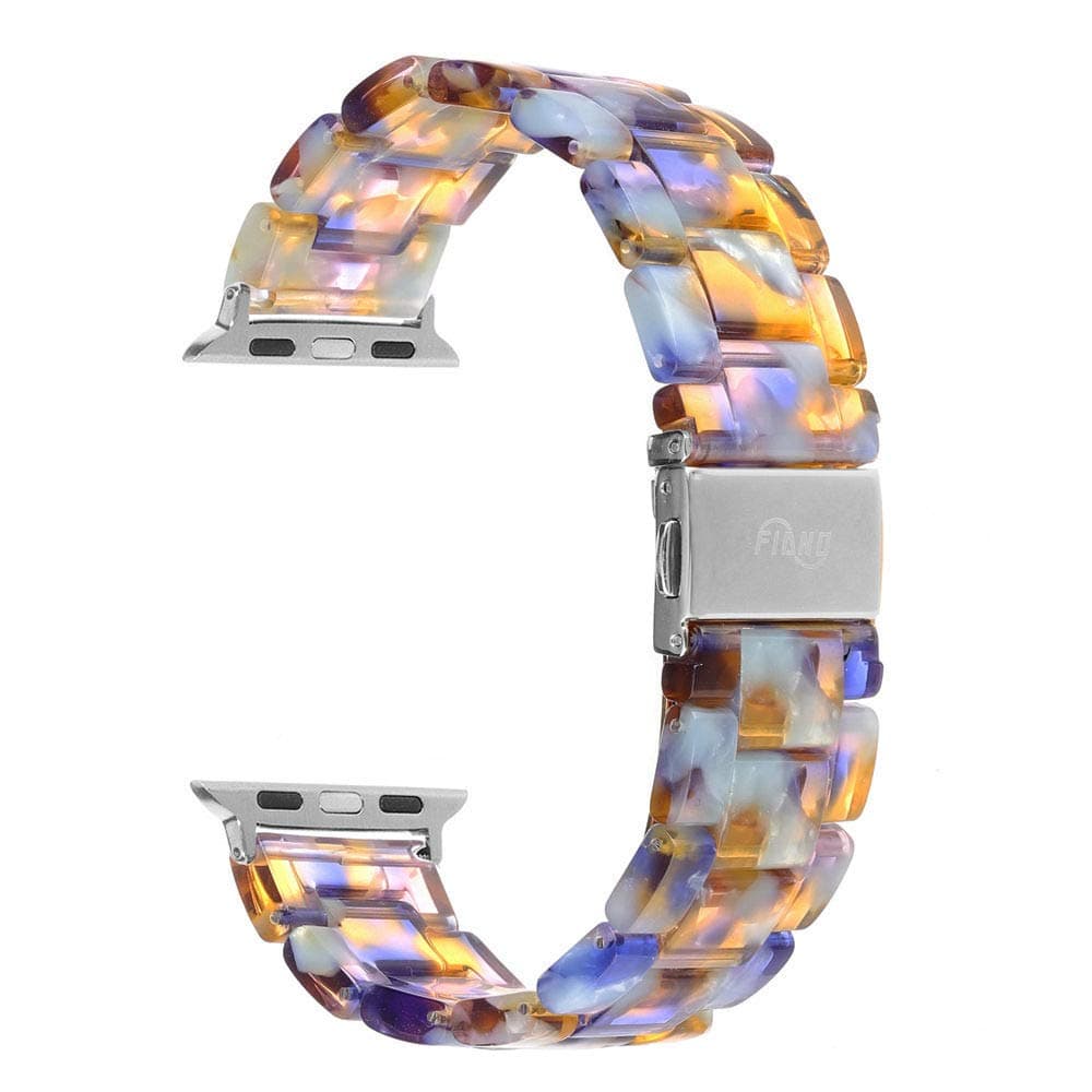 Resin Watch Band,FIANO Fashion Replacement Wristband Strap Compatible with Apple iWatch Series 6/5/4/3/2/1 with Stainless Steel Buckle Strap Women Men(Blue Ocean, 38mm)