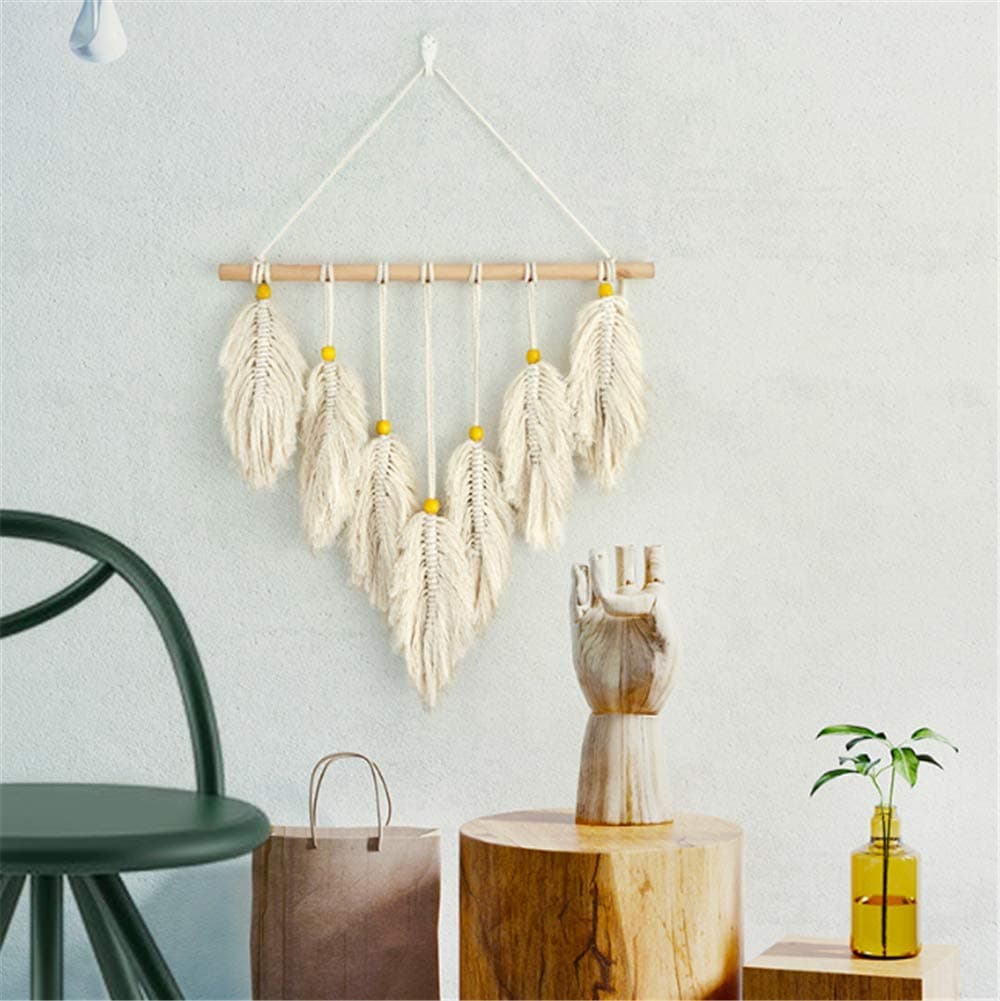 Sea style decoration Macrame Wall Hanging Woven Tapestry Boho Home Decor Woven Feather Tapestry Wedding Decor.