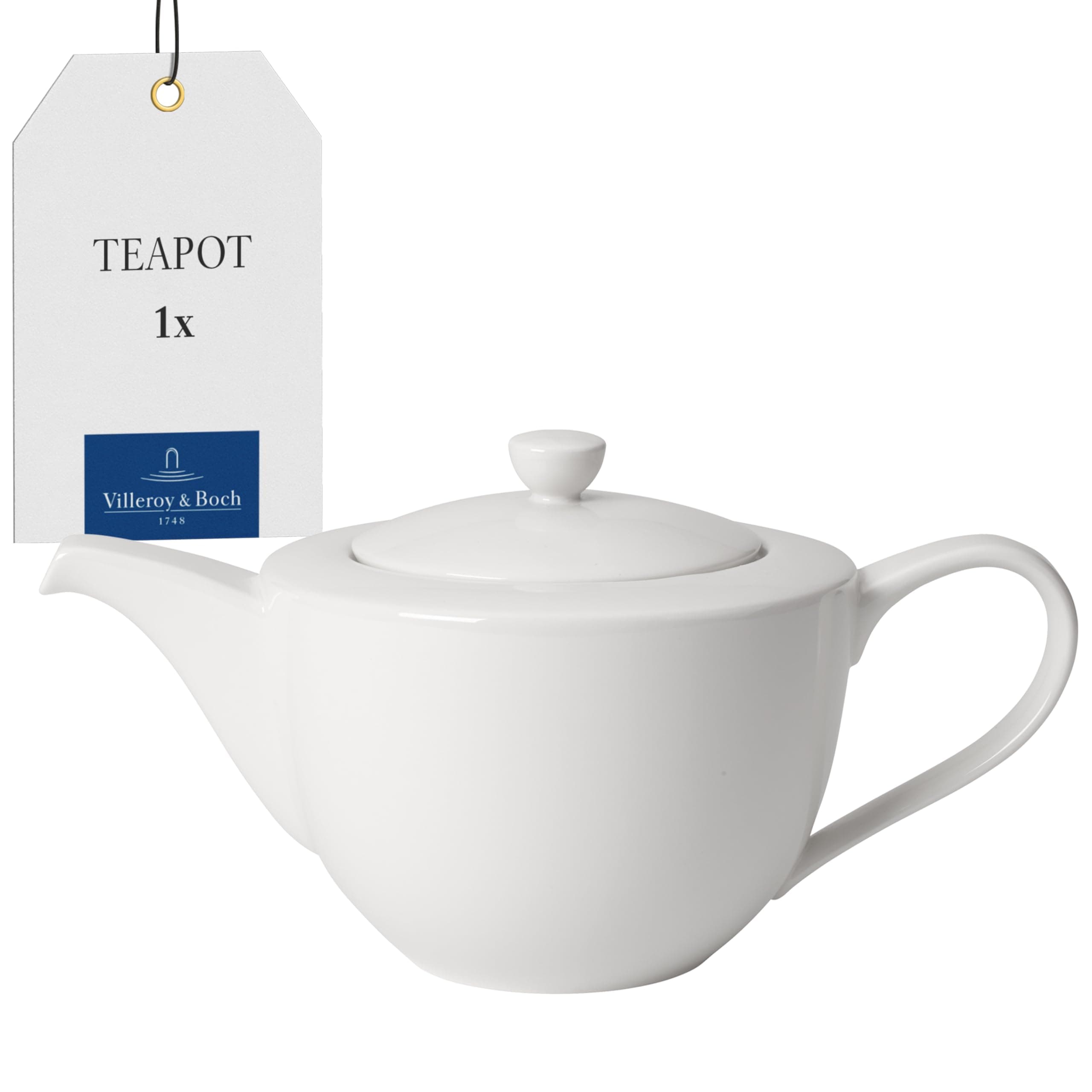 Villeroy & Boch - For Me Teapot, white premium porcelain jug with handle and lid, dishwasher safe, 1300 ml