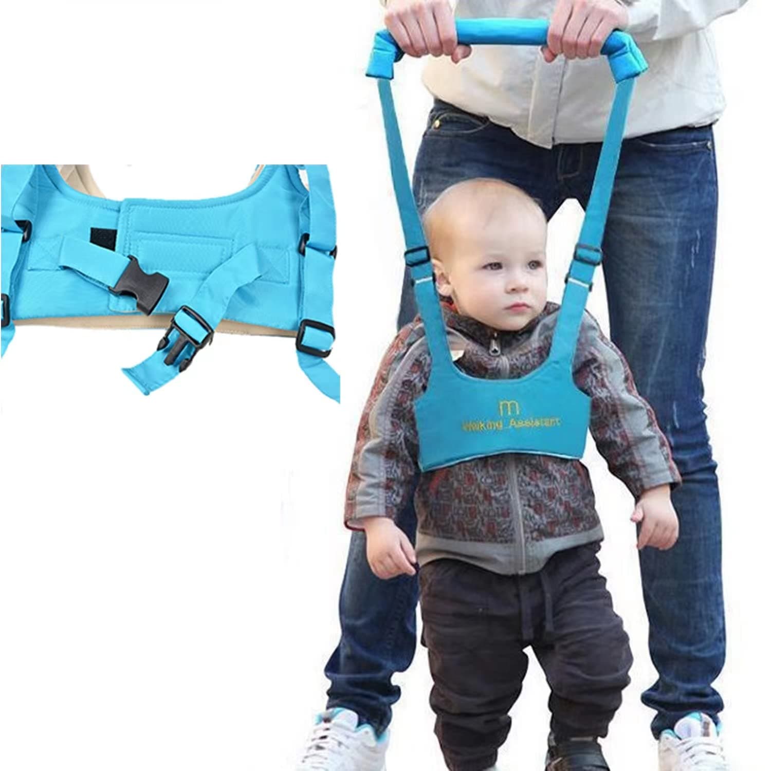 Adjustable Baby Walking Harness Toddler Walking Harness Assistant Belt for Learning Walk- Easy-to-Wear Kids Walker Helper Walking Learning Helper for Boys Girls(Blue)