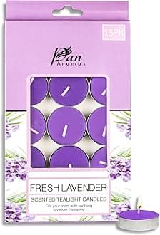 Pan Aromas Paraffin Wax 15-Pack Scented Tealight Candle - Fresh Lavender