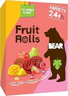 - BEAR Real Fruit Snack Rolls - Gluten Free, Vegan, and Non-GMO - Variety Pack (Strawberry, Raspberry, Tropical)) – 48 Rolls, Healthy School and Lunch Snacks for Kids and Adults, 0.7 Ounce (Pack of 24)