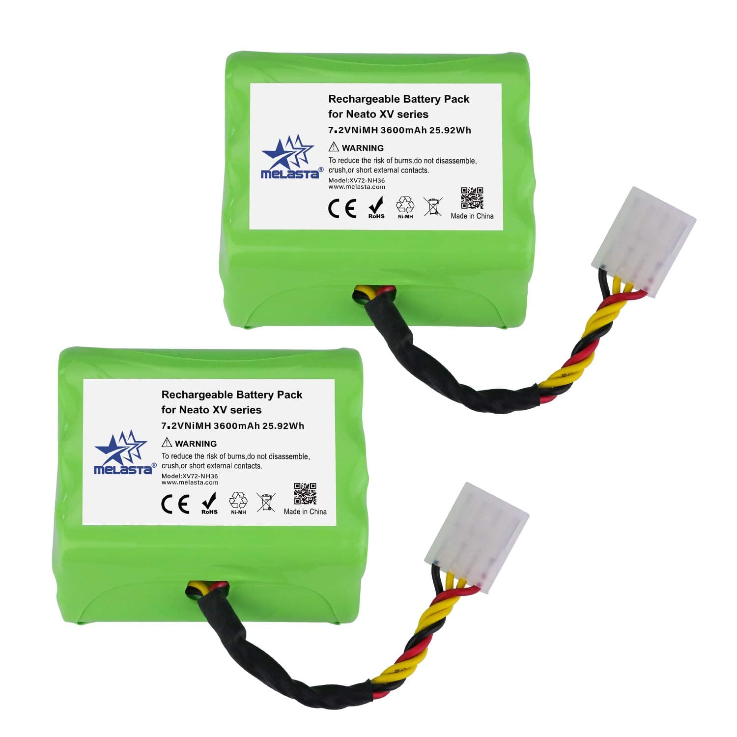 melasta 7.2v 3600mAh NIMH Replacement Battery for Neato XV Series XV-21 XV-11 XV-12 XV-14 XV-15 XV-25 XV 945-0005 205-0001 945-0006 945-0024, Essential Signature Pro Vacuum Cleaner, 2 Pack