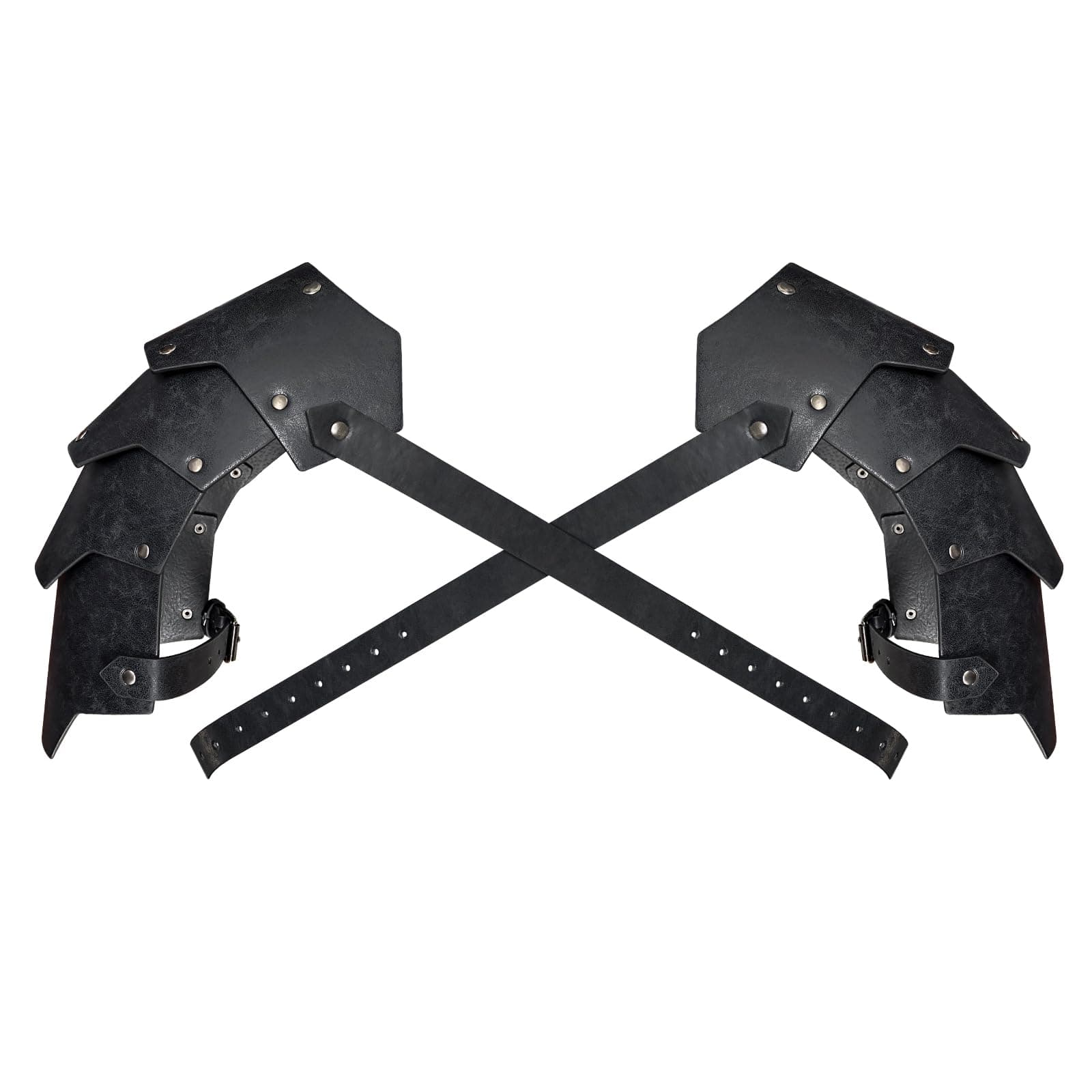 HiiFeuer Medieval Faux Leather Double Pauldron, Vintage Mercenary Knight Shoulder Armor for LARP/Cosplay Ren Faire