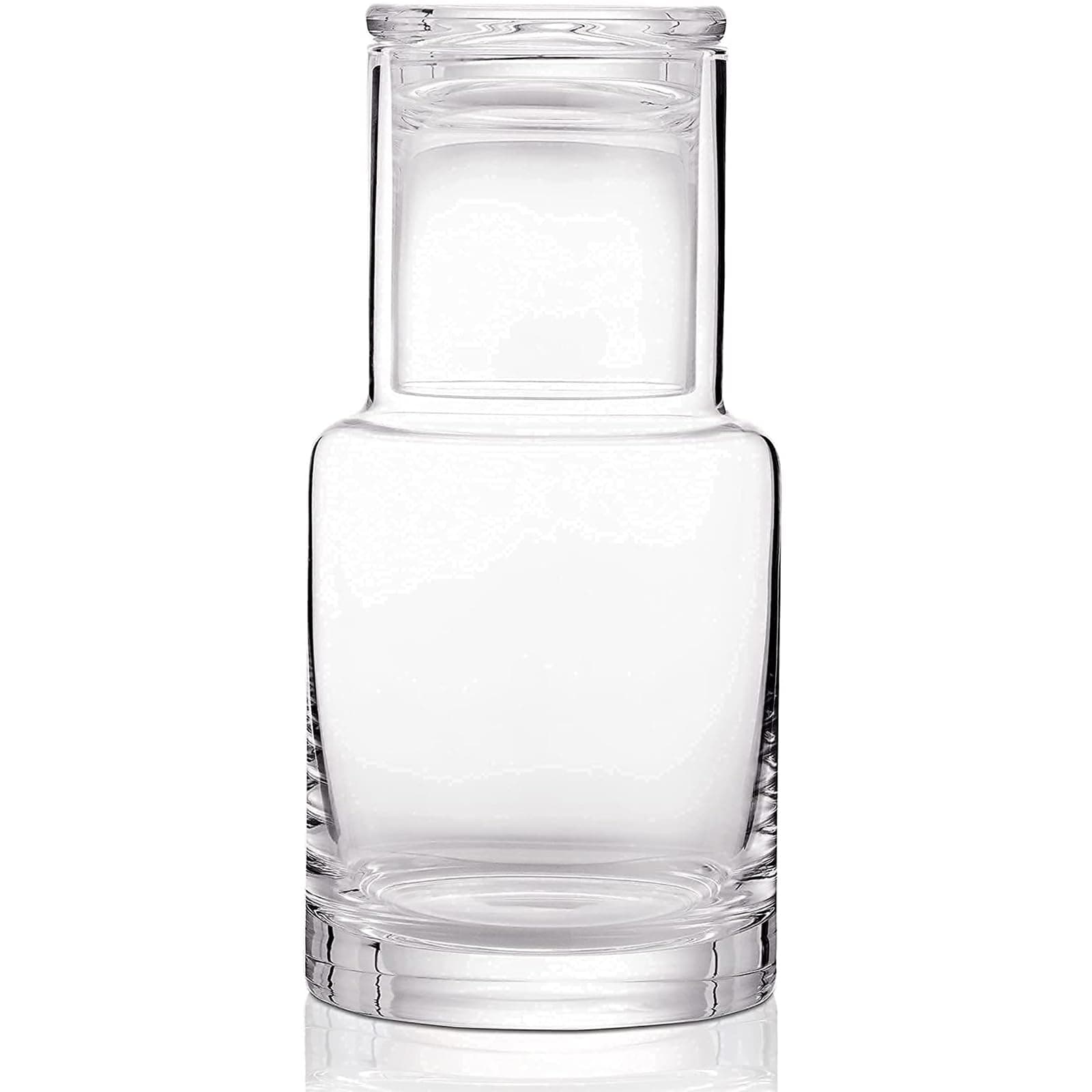 Bedside Water Carafe, Modern Night Water Pitcher with Glass Cup for Nightstand, Mouthwash Dispenser with Tumbler Lid for Bedroom, Bathroom