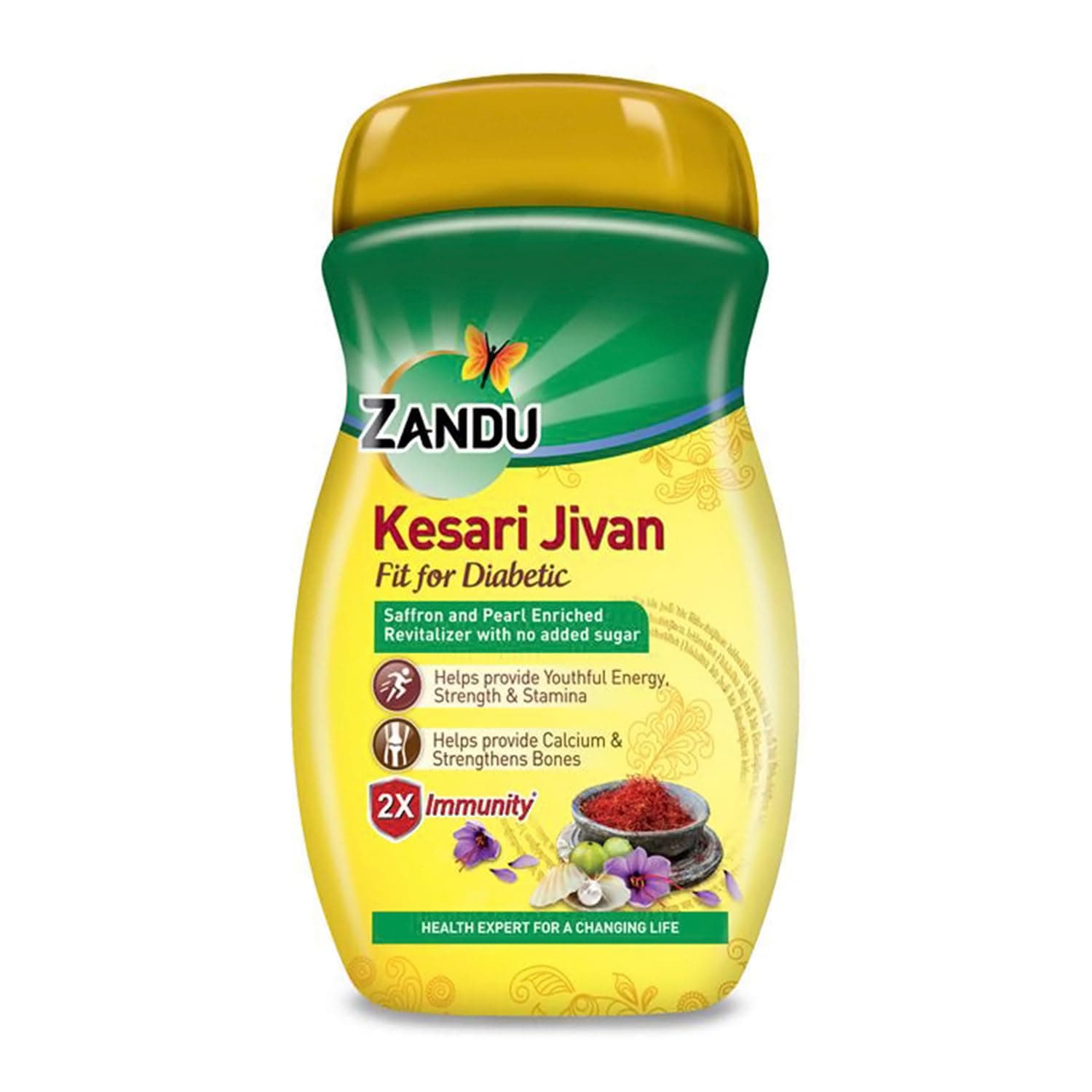 Zandu Kesari Jivan FFD – Sugar Free Ayurvedic Immunity Booster for Adults and Elders, Builds Energy, Strength and Stamina, 450 gm Chyawanprash