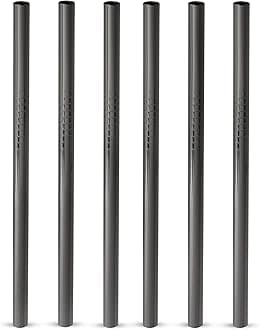 Viski Stainless Steel Straws for Cocktails - Eco-Friendly Reusable Metal Straws - Black Gunmetal 5in Set of 6