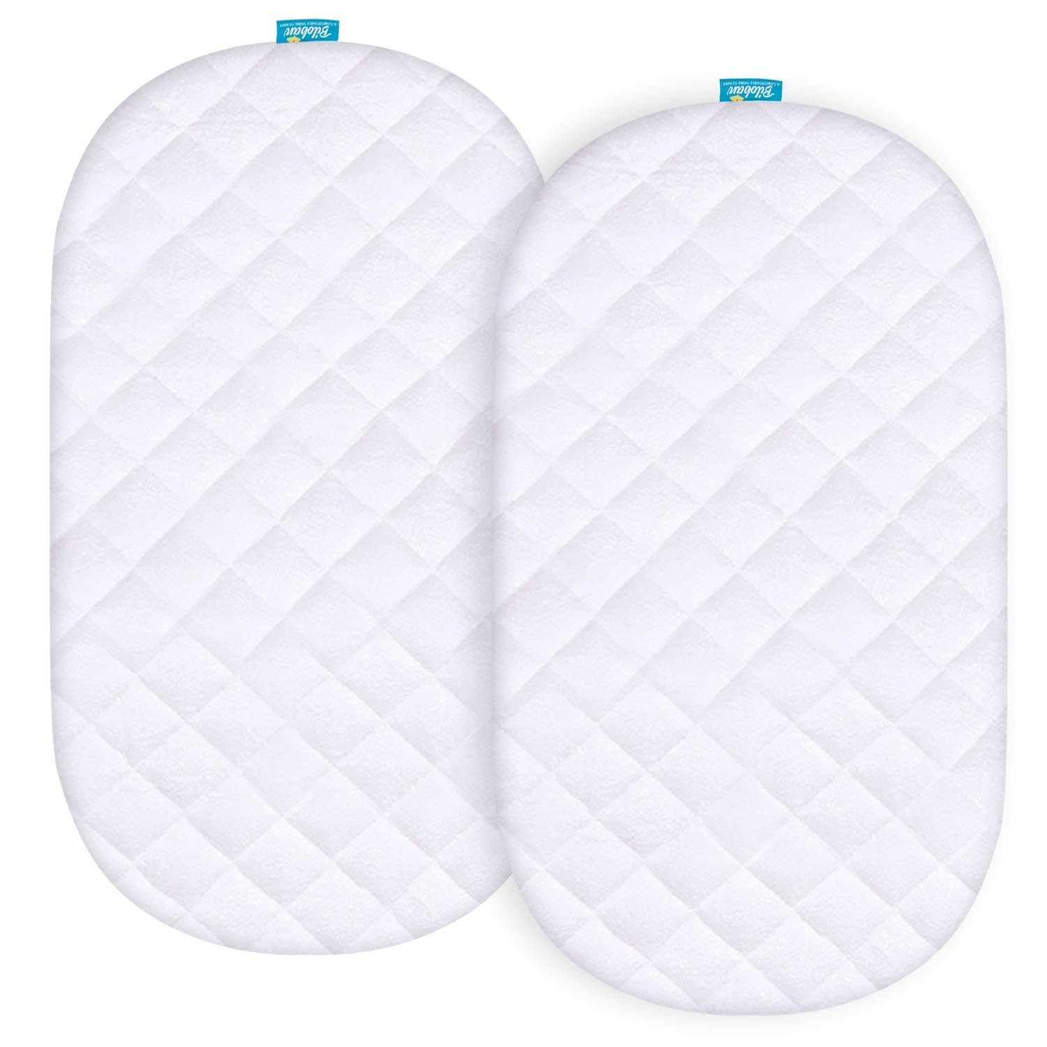 Biloban Waterproof Bassinet Mattress Pad Cover Compatible with SNOO Smart Sleeper and Simmons Kids by The Bed Twin City Sleeper Bassinet, 2 Pack, Ultra Soft Viscose Made from Bamboo Terry Surface