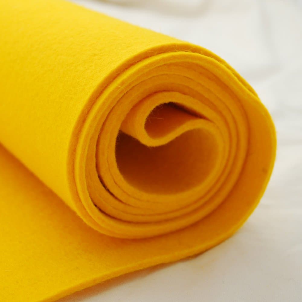 100% Pure Wool Felt Fabric - 3mm Thick - Mustard Yellow - 180cm Wide x 1 metre Long