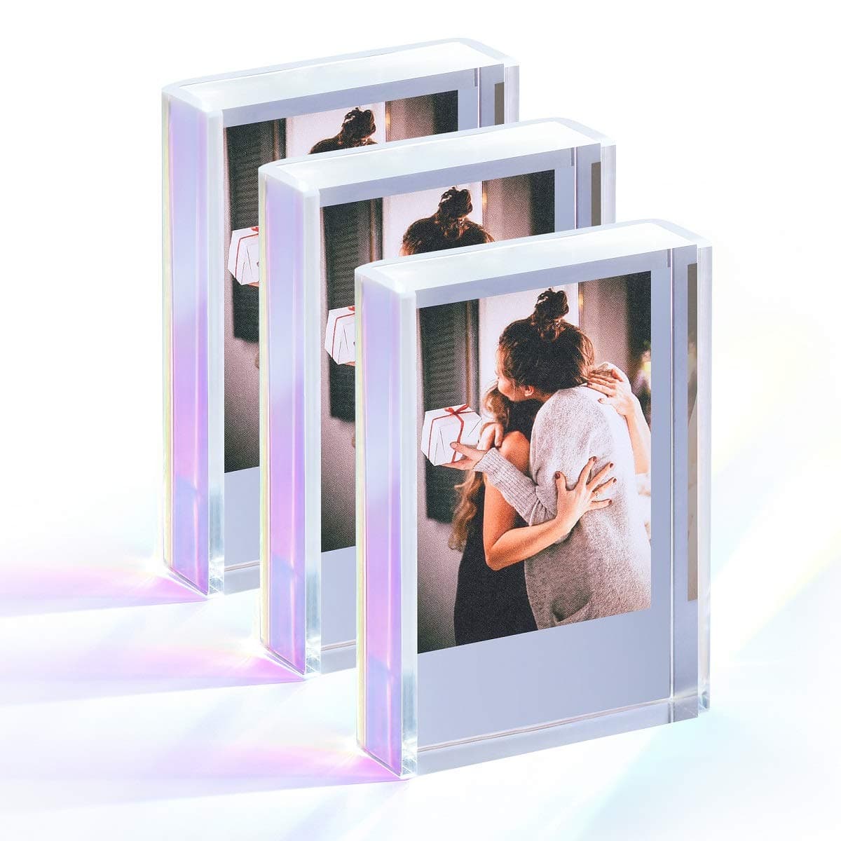 Instax Mini Film Photo Frames 2x3, Iridescent Acrylic Picture Frames, 3 Pack
