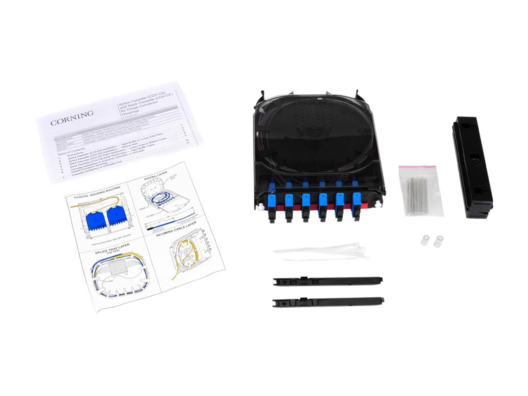 Corning CCH-CS12-59-P00RE Splice Cassette, 12 Fiber, SC UPC Duplex Singlemode (OS2)