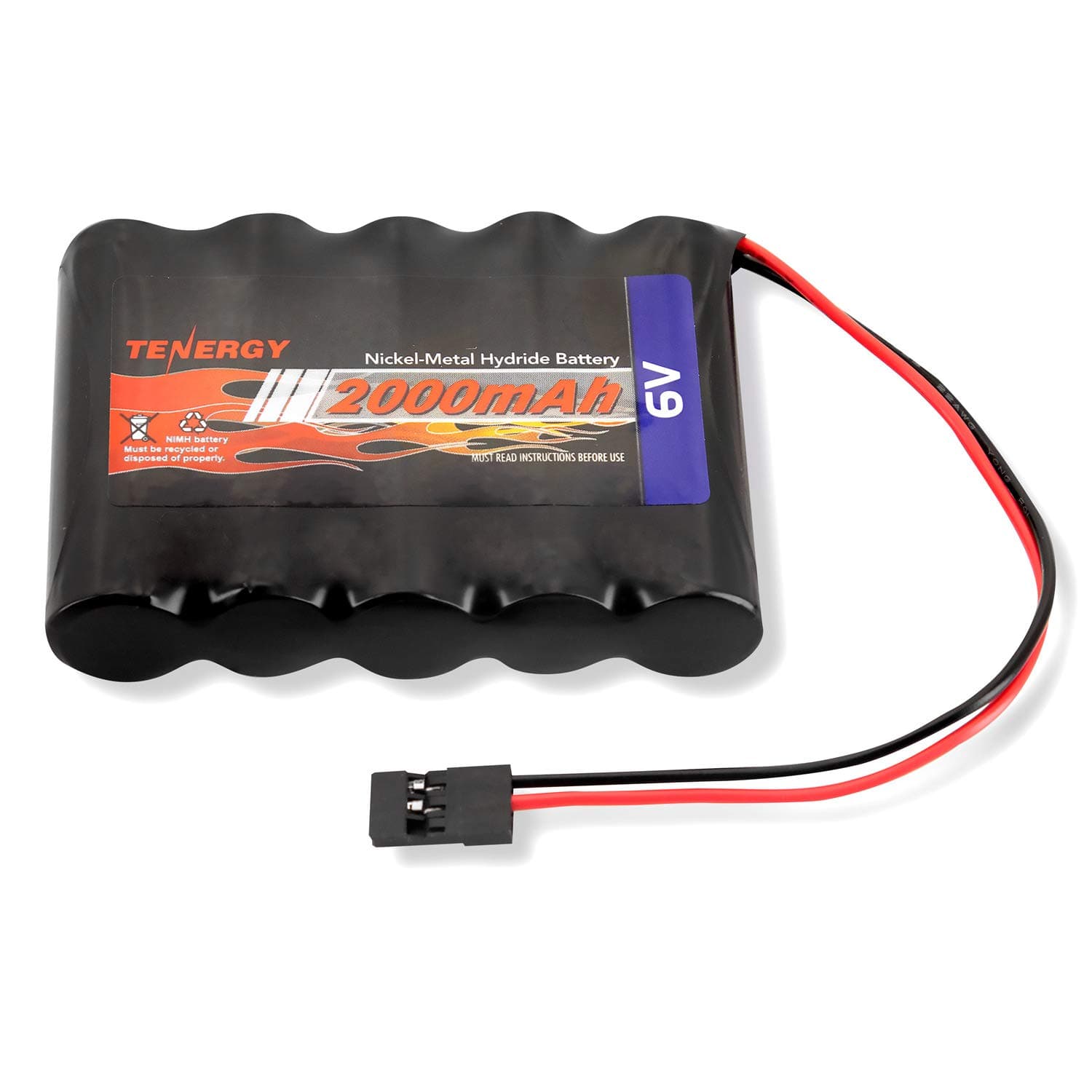Tenergy NiMH Receiver RX Battery with Hitec Connectors 6V 2000mAh High Capacity Rechargeable Battery Pack for RC Airplanes/RC Aircrafts and More