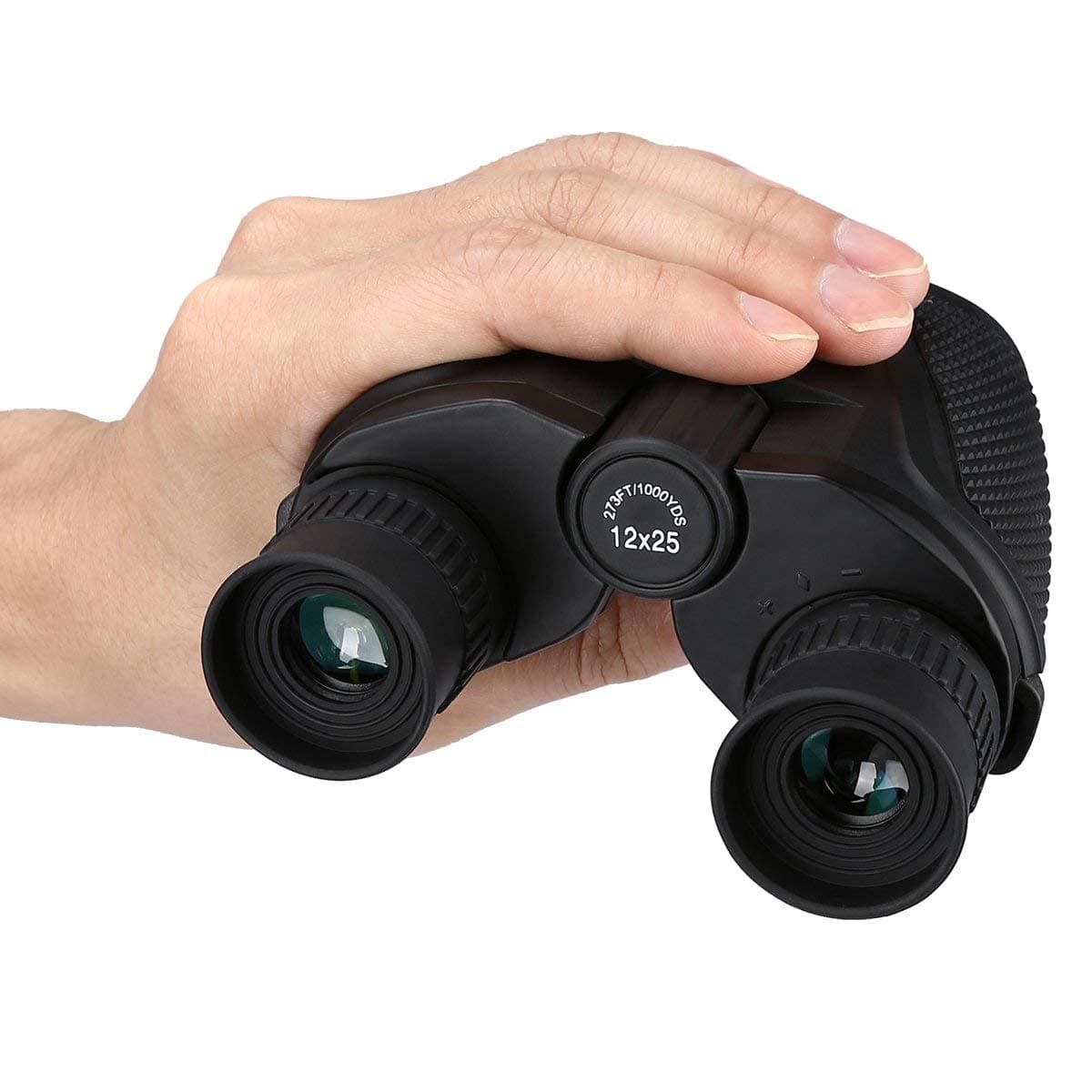 BIJIA Outdoor 12x25 Binoculars Large Eyepiece (BAK4, Green Lens), Ultra-clear High-powered for Hunting Hiking Exploring Viewing and Sailing
