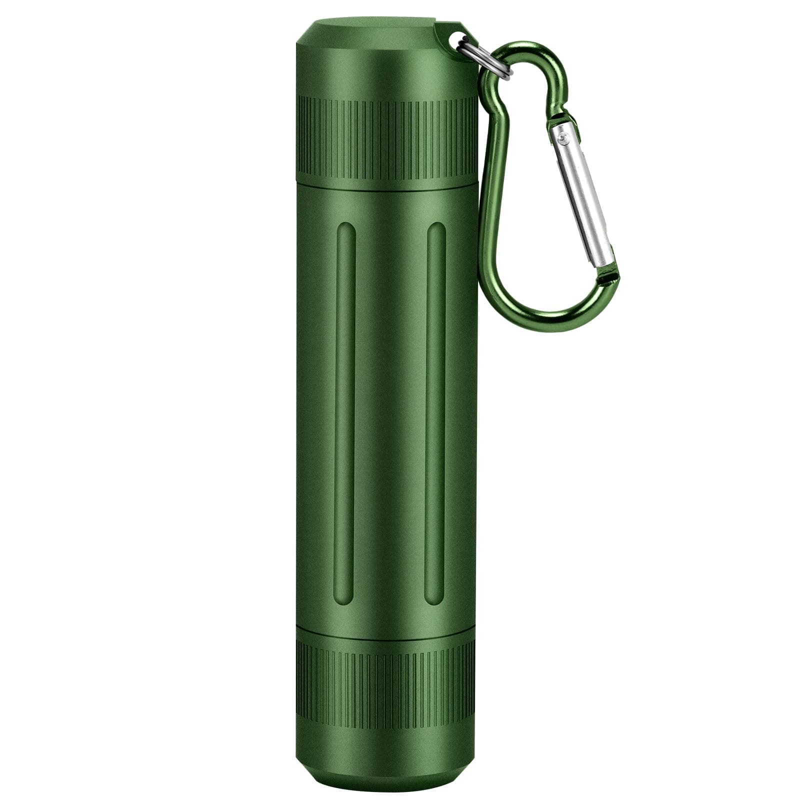 AufewPortable Pill Container Waterproof Rugged Travel Pill Case with Keychain Aluminum Vitamin & Supplement Holder for Daily Use, Outdoor Adventures - Green