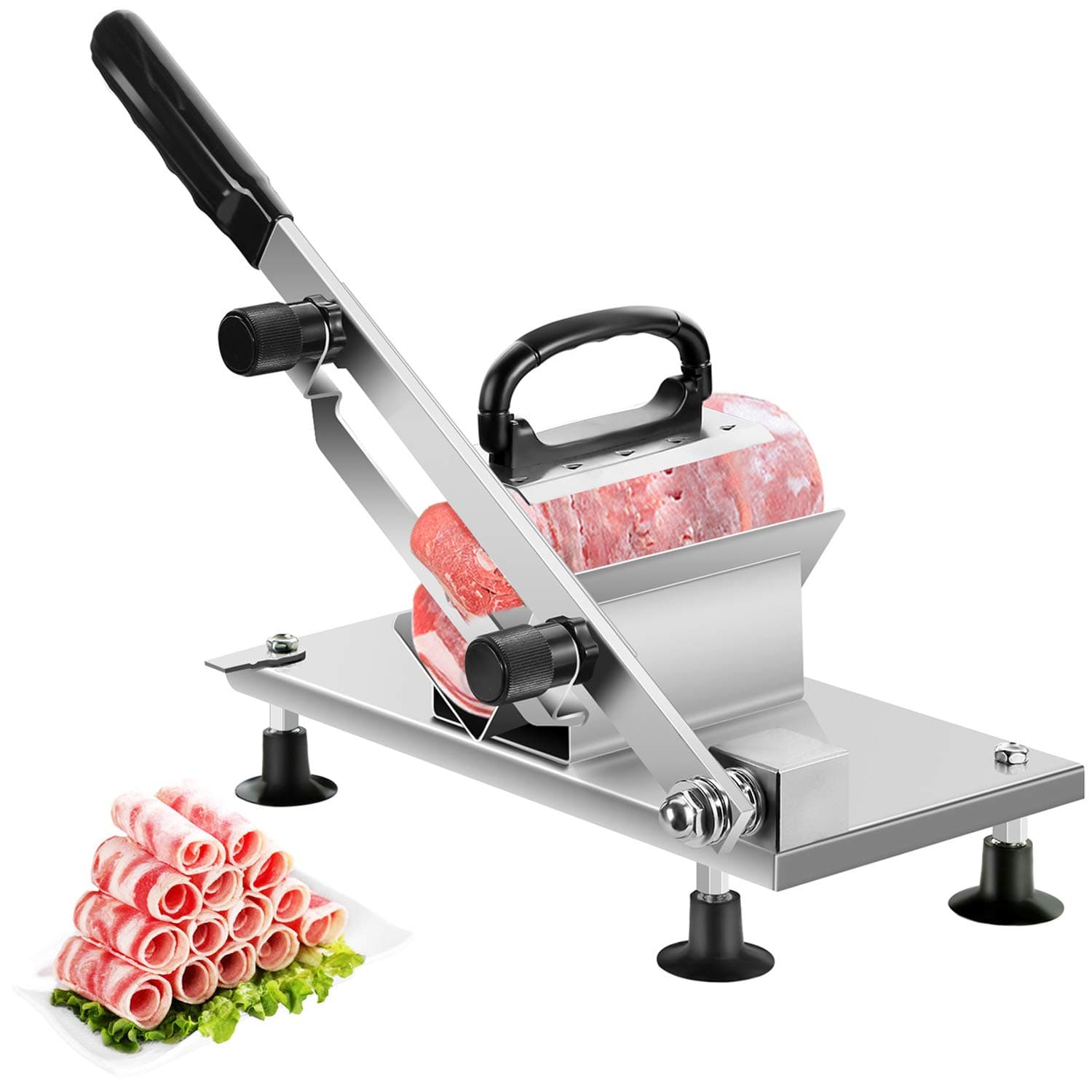 Frozen Meat Slicer Hand Slicing Machine Stainless Steel Frozen Beef Mutton Bacon Meat Cutter Vegetable Fruit Meat Cleaver for Home Kitchen and Commercial Use