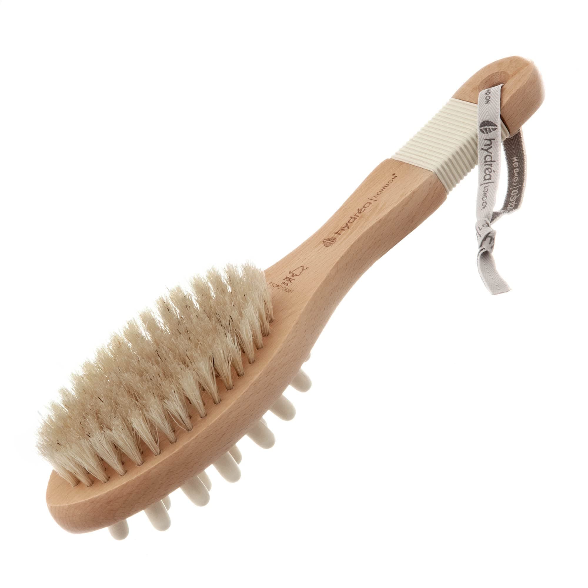 Hydrea London Combination Massage Brush with Wooden Nodules & Natural Bristles