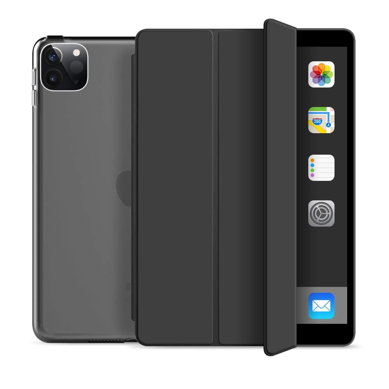 Aidashine Smart Case for iPad Pro 11 2020, Transparent Lightweight Stand Case, Auto Sleep/Wake [Supports Apple Pencil 2 Wireless Charging], Hard Back Cover for iPad Pro 11",Black