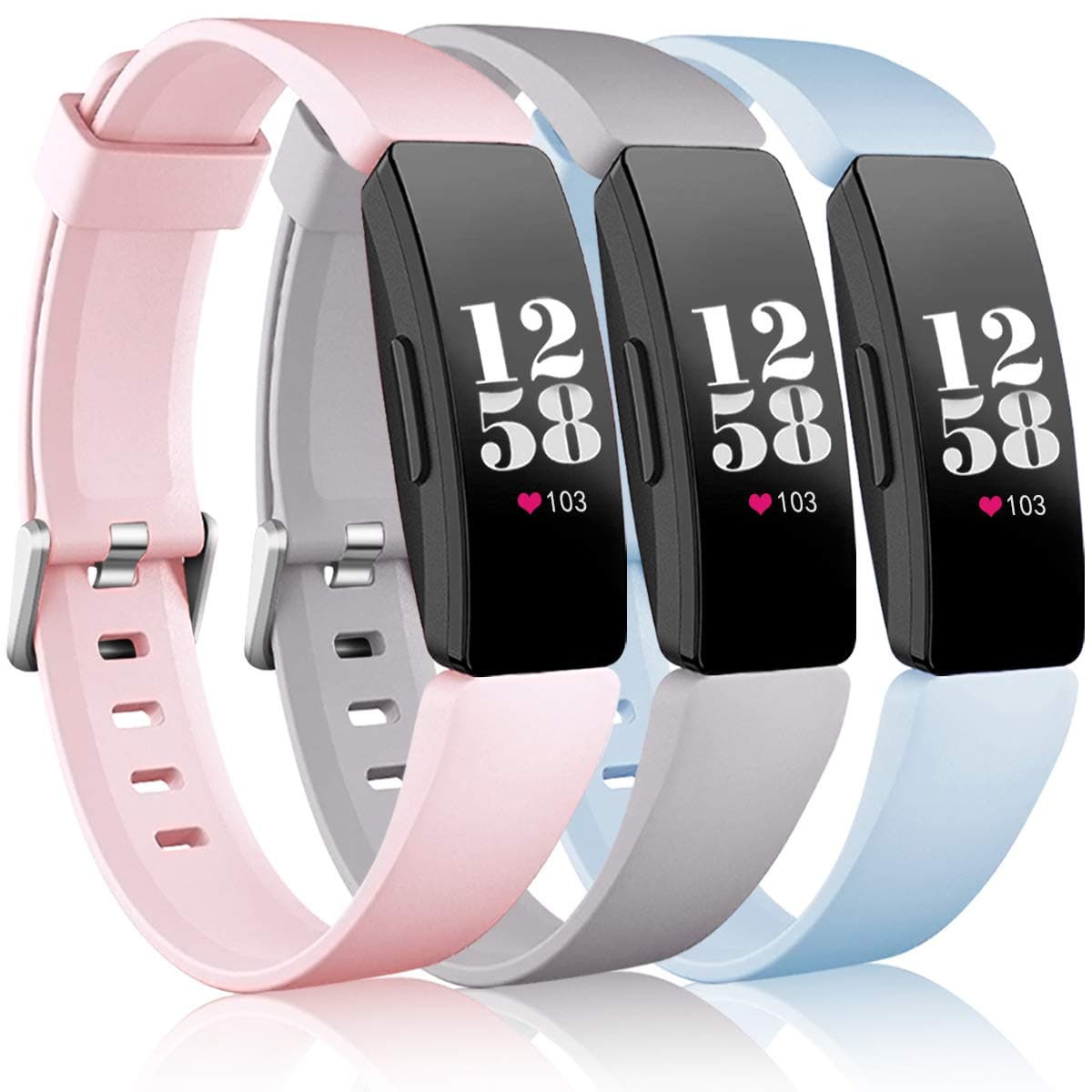 Wepro Bands Compatible with Fitbit Inspire 2 Bands for Women, Sports Bands Compatible with Fitbit Inspire, Soft Replacement Strap Accessories Compatible with Inspire HR, Small, Large