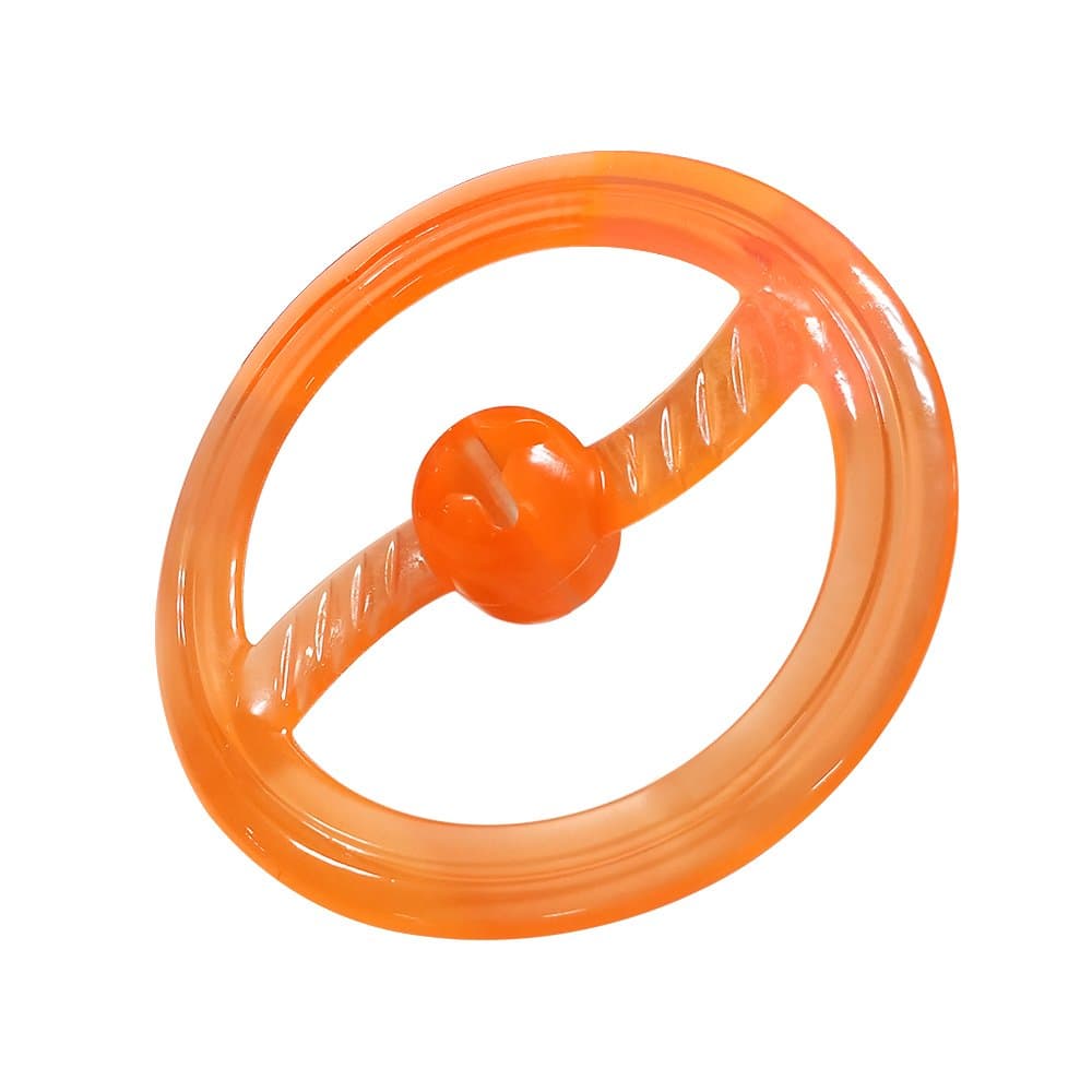 LEPPI Rubber Frisbee Flying Dog Frisbee Toy Easy Catch Dog Flyer with Treat IQ Hole Tug of War Toys - Orange